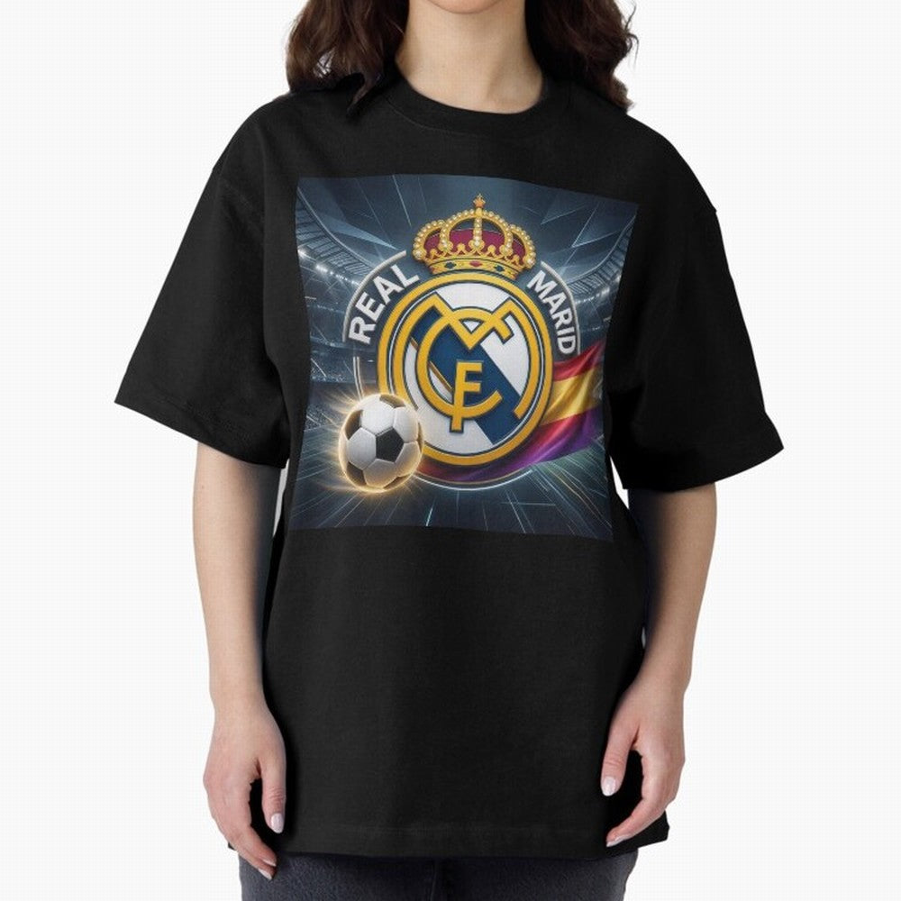 Real Madrid's ball Oversized T-Shirt Celebrate Fan Culture around Global Football Passion for FIFA World Cup 2026, Celebrating CR7, Germany, Classic Soccer Heritage, Championship Pressure, Fan Loyalty and International Pride; Made for Collectors