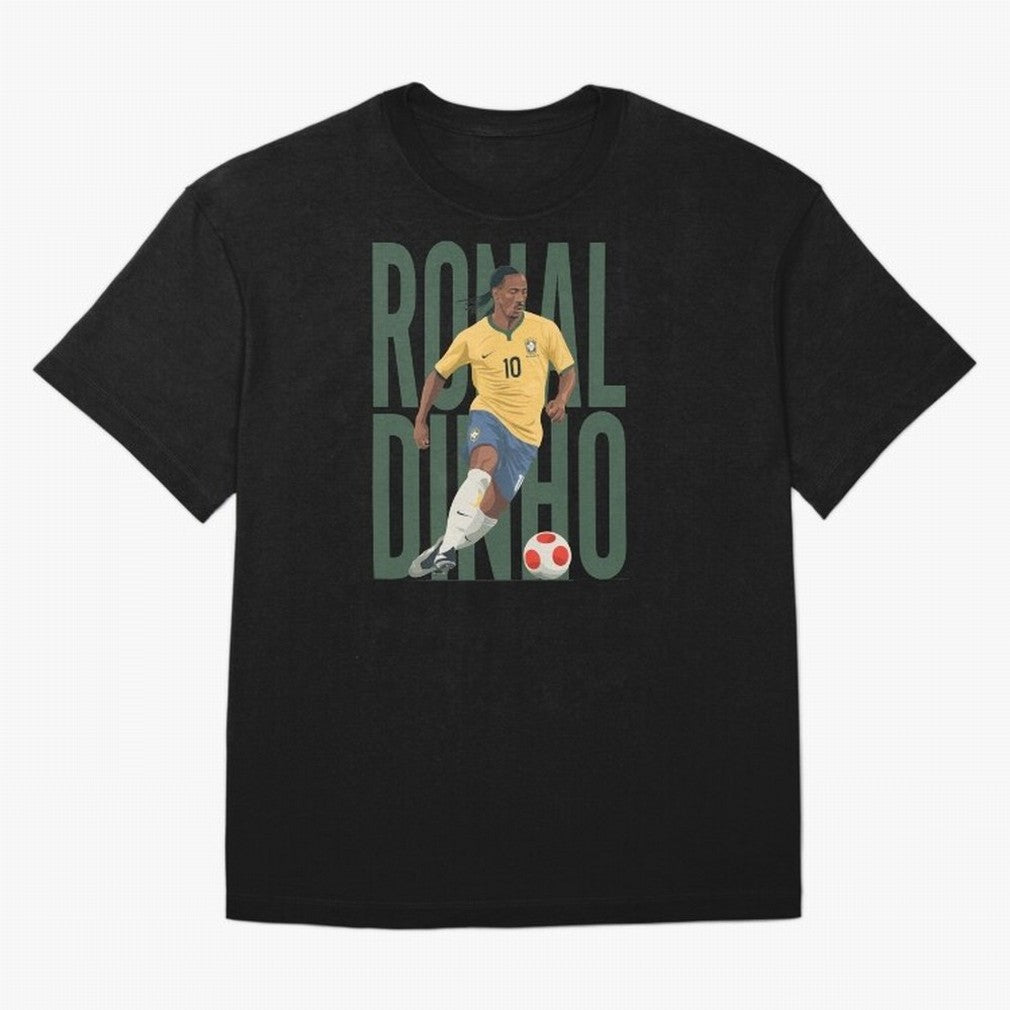 Ronaldinho Gaucho in action Minimalist Graphic Oversized T-Shirt Celebrate Golden Goal Energy in FIFA World Cup 2026 USA Canada Mexico Capturing Cristiano Ronaldo, Haaland and CR7, Argentina, France and Brazil Energy, Match Day Excitement,