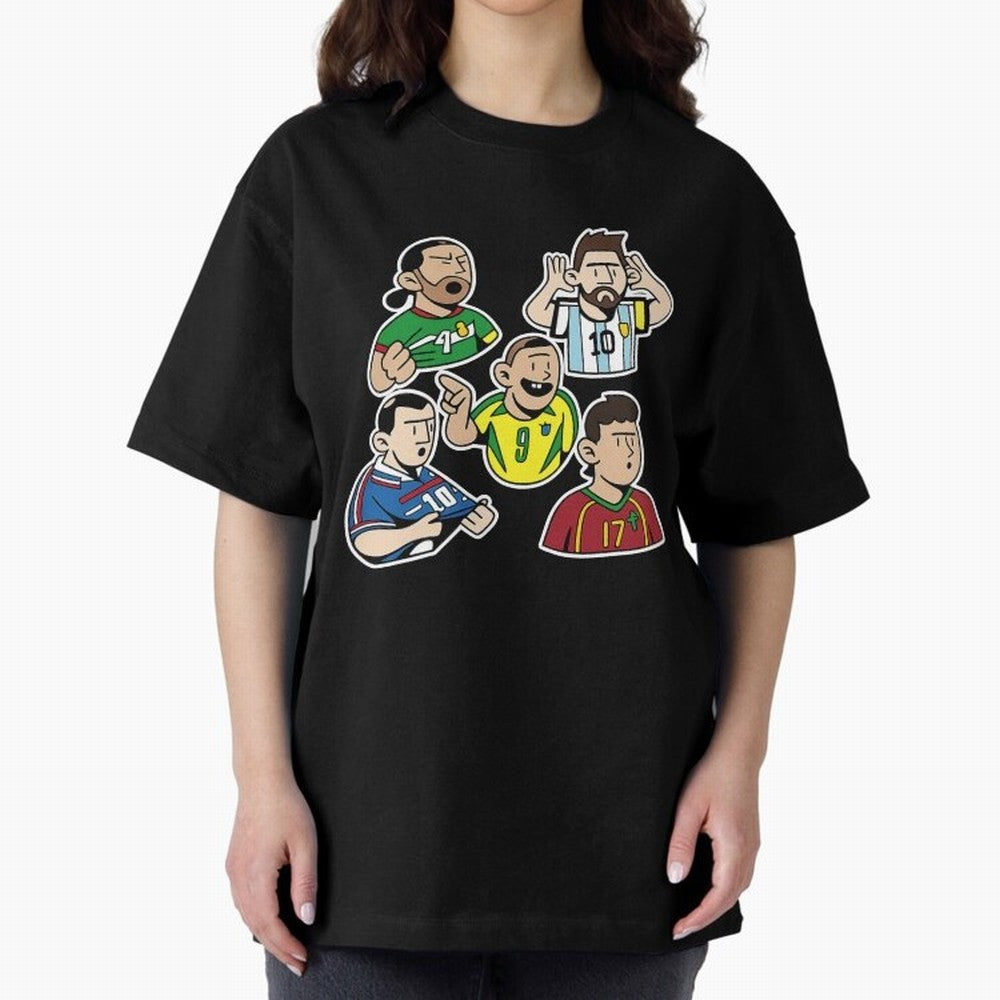 Soccer players Oversized T-Shirt Show Passion for the Stars of FIFA World Cup 2026 for Fans of Neymar and Brazil, Bringing Championship Spirit, Famous Goals, Roaring Crowds and International Football Unity; Great for Supporters Who Love Legendary