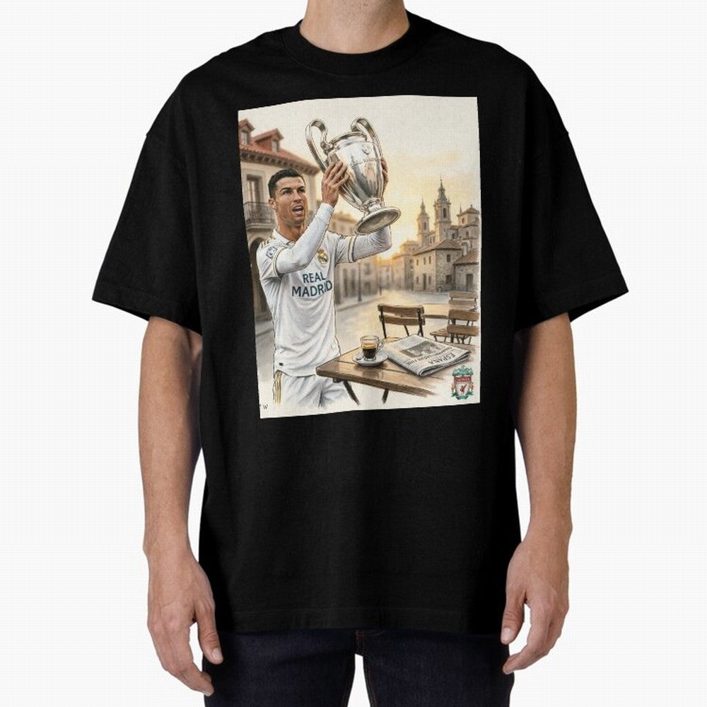 Madrid Oversized T-Shirt Bring the FIFA World Cup 2026 Group Stage Journey through CR7 and Messi Highlights, England and Germany Pride, Football Passion, Legendary Performances, Festival Vibes and Supporter Community; Ideal for Football Dads,