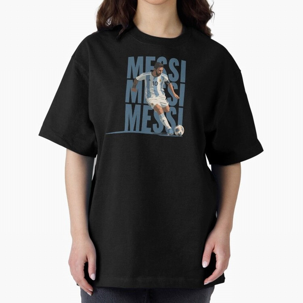 Messi in action Minimalist Graphic Oversized T-Shirt Stand Out with Spirit from FIFA World Cup 2026 USA Canada Mexico for Fans of CR7 and England and Germany, Bringing Football Passion, Legendary Performances, Festival Vibes and Supporter
