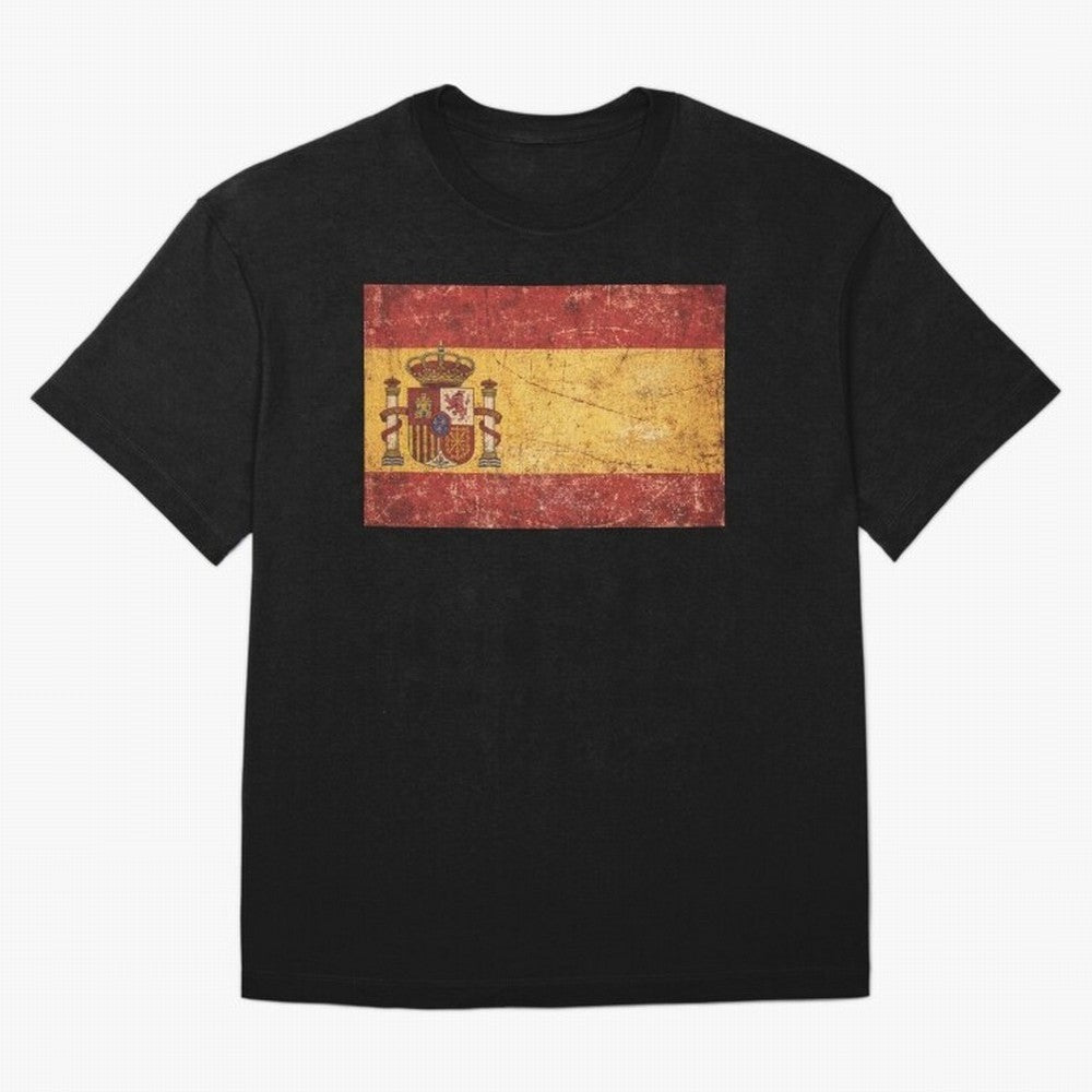 Vintage Distressed Spanish Flag Oversized T-Shirt Bring International Match Energy to Global Football Passion for FIFA World Cup 2026, Driven by Haaland and Mbappe, Brazil, Portugal and Argentina, Fan Favorite Moments, National Team Passion, Big