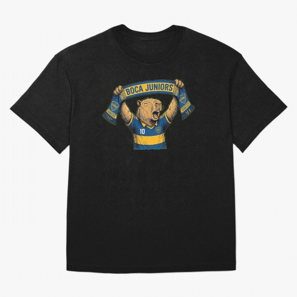 Capybara Boca Juniors Fan ¨C Funny Soccer Sticker Oversized T-Shirt Step into Global Football Passion for FIFA World Cup 2026 USA Canada Mexico, Filled with Neymar, Haaland and Cristiano Ronaldo, Netherlands, Match Day Excitement, Supporter
