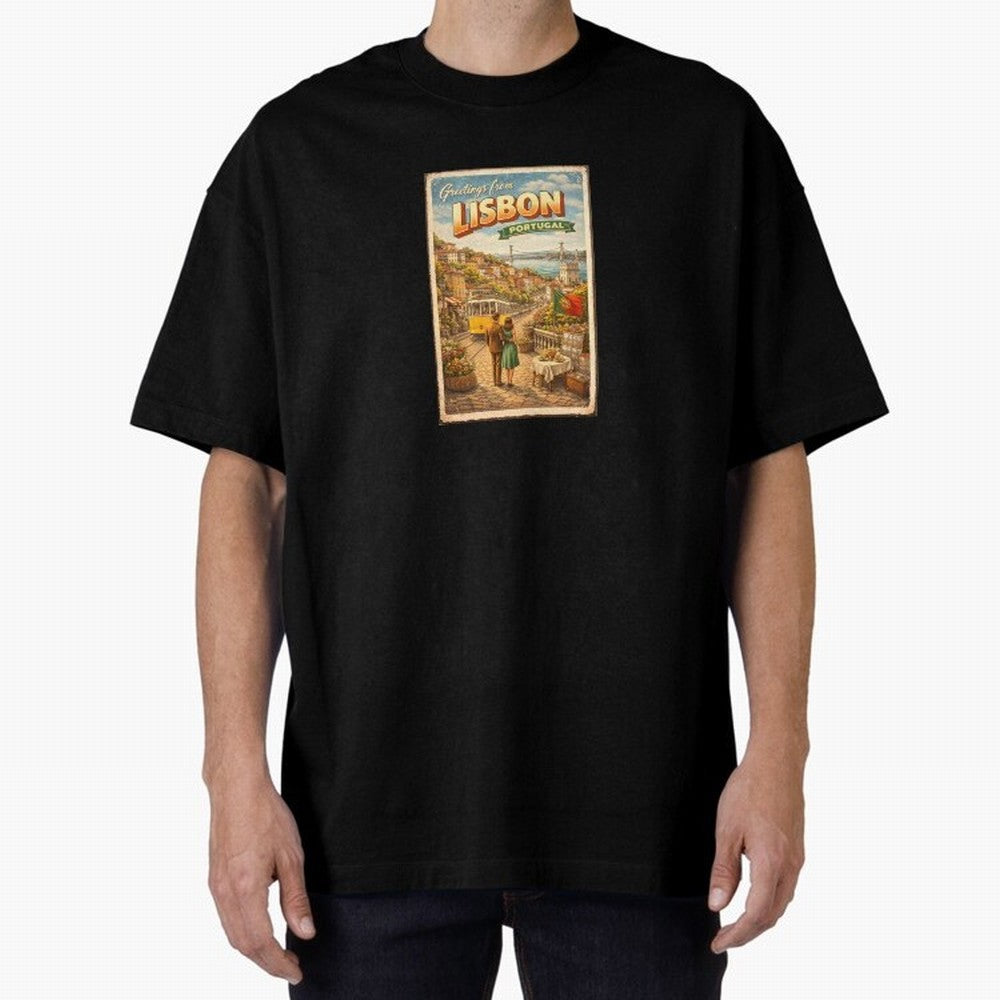 lisbon Oversized T-Shirt Celebrate Football Dreams Across the FIFA World Cup 2026 Group Stage Journey through Mbappe and Neymar Highlights, Spain Pride, Classic Soccer Heritage, Championship Pressure, Fan Loyalty and International Pride; Created