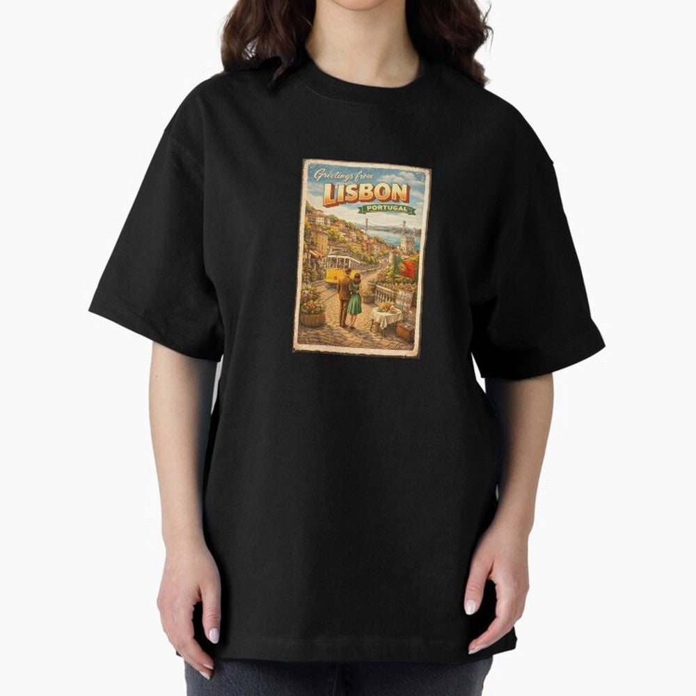lisbon Oversized T-Shirt Celebrate Football Dreams Across the FIFA World Cup 2026 Group Stage Journey through Mbappe and Neymar Highlights, Spain Pride, Classic Soccer Heritage, Championship Pressure, Fan Loyalty and International Pride; Created