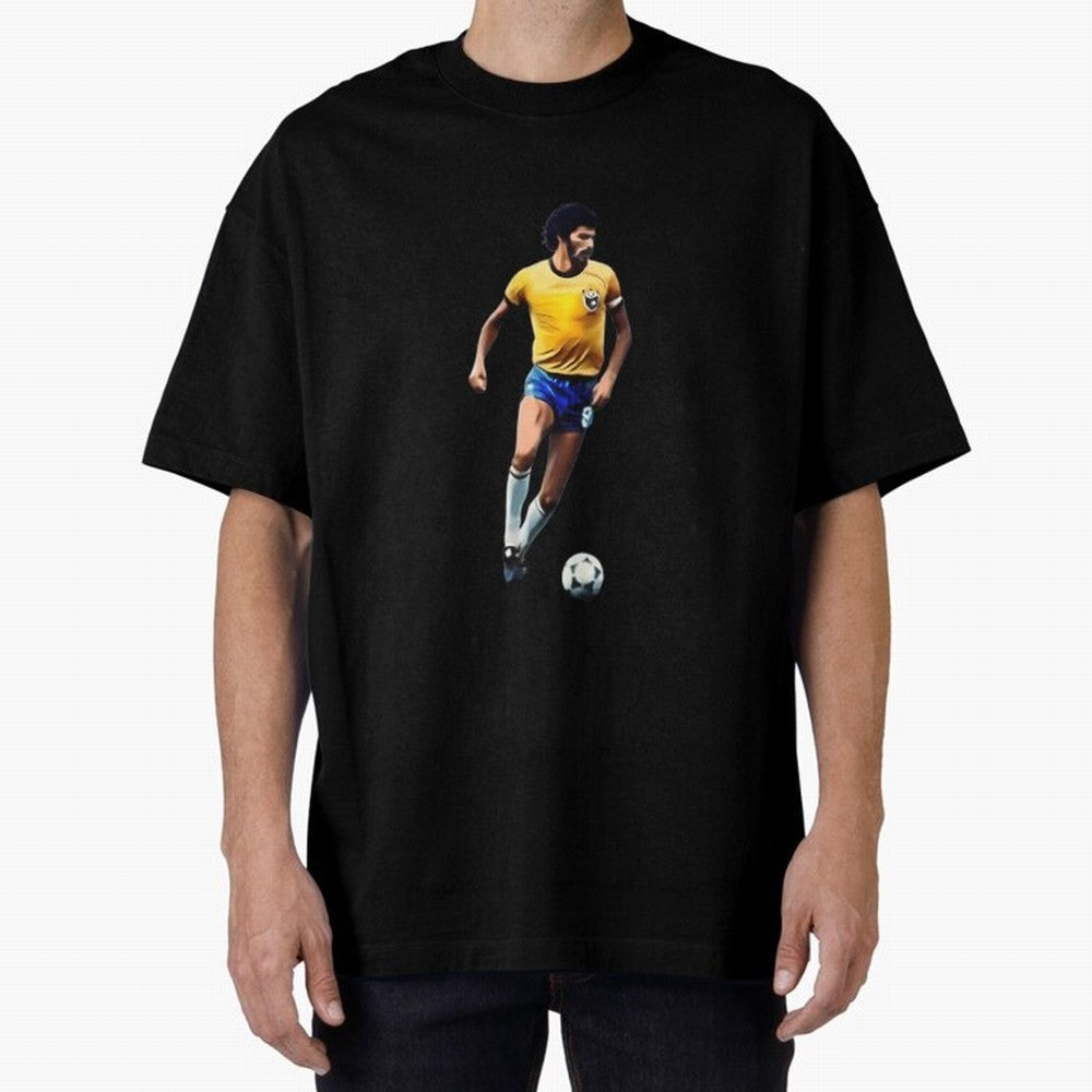 Legends Of The Beautiful Game Cartoon Collection Legends Socrates Cartoon Artwork9 Oversized T-Shirt Represent the Passion of Match Day Hype around FIFA World Cup 2026, Cristiano Ronaldo, Argentina and Brazil, Stadium Chants, National Pride, Trophy