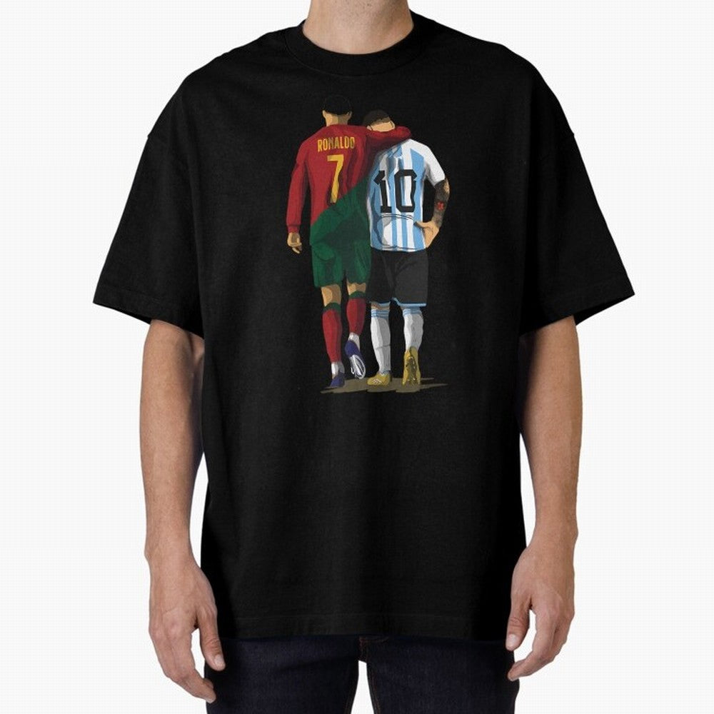 Messi Ronaldo Chit Chat Illustration Oversized T-Shirt Support the Legends of FIFA World Cup 2026 Group Stage Built around Haaland and Mbappe, Argentina Energy, Football History, Final Match Energy, Crowd Noise and Once in a Lifetime Moments;