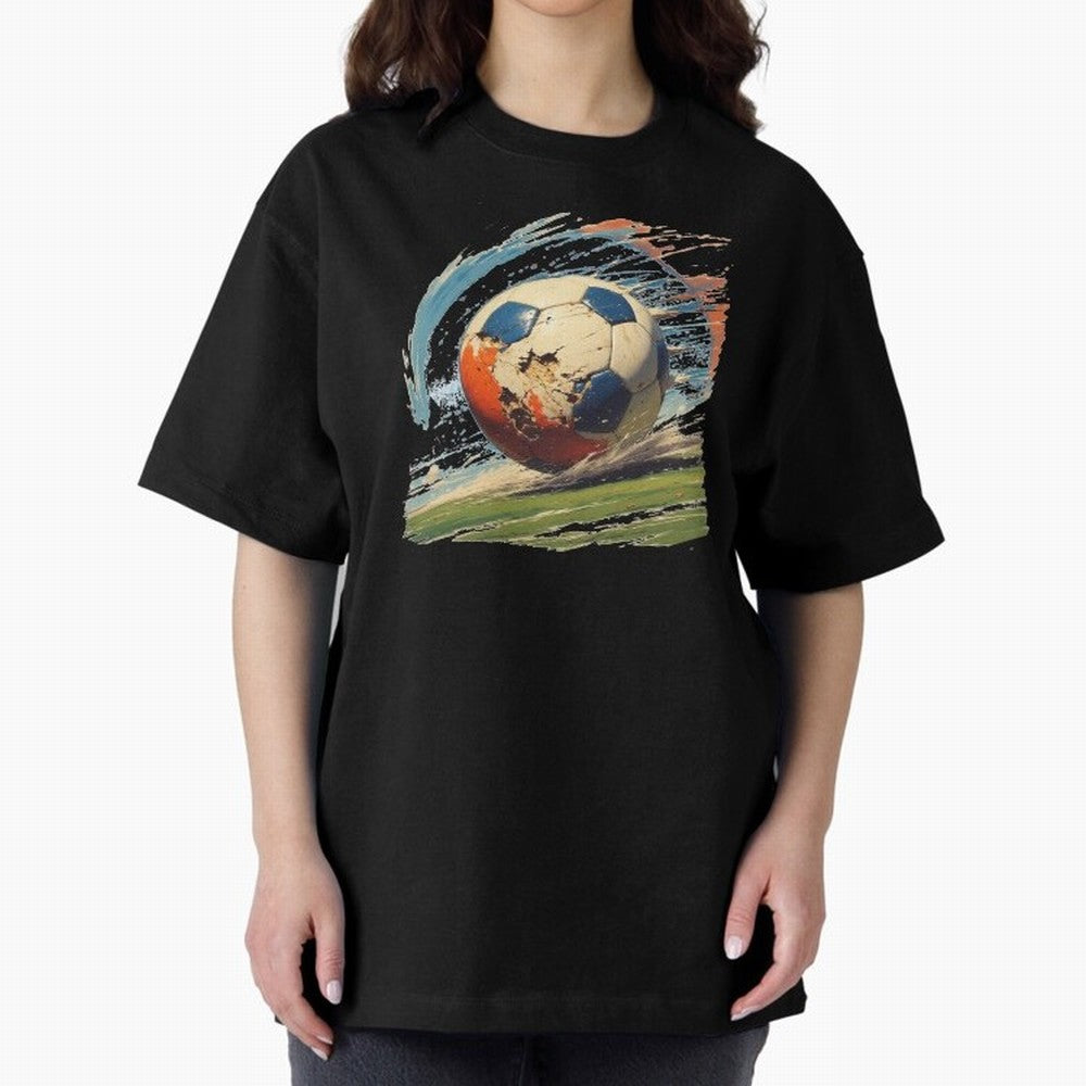 Soccer Ball in Fight Oversized T-Shirt Show Your Love for FIFA World Cup 2026 Built around Cristiano Ronaldo, Haaland and CR7, England, France and Netherlands Energy, Match Day Excitement, Supporter Culture, Golden Goals and Global Football