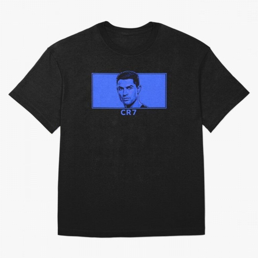 Ronaldo CR7 Blue Vector Portrait - Pop Comic Oversized T-Shirt Celebrate Golden Goal Energy in FIFA World Cup 2026 Group Stage Spirit, Made for England, France and Netherlands, Mbappe and Neymar, Stadium Memories, Football Loyalty, International