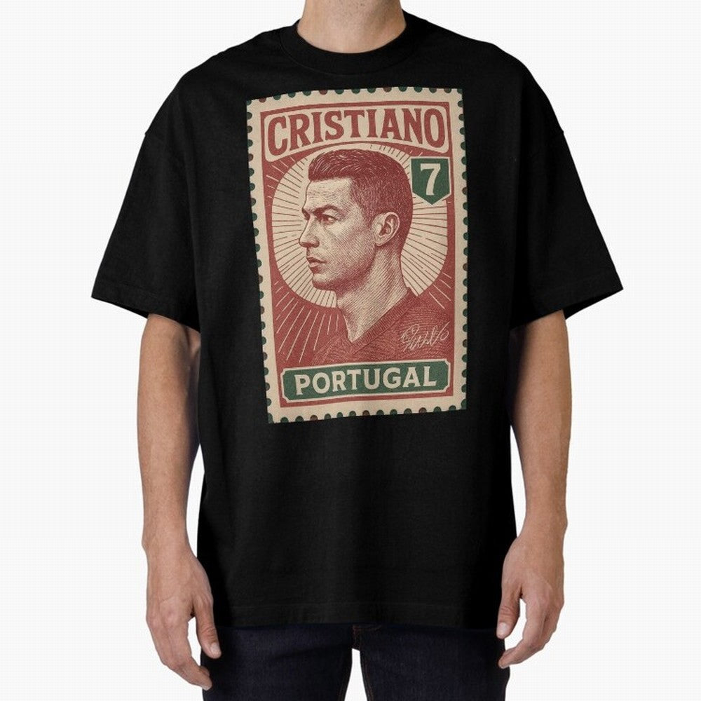 Vintage Portuguese Football Legend No.7 Poster, sticker ¨C Retro Soccer Icon Art for Fans of Manchester, Madrid & Juventus Oversized T-Shirt Relive the Noise and Pride of Global Football Passion for FIFA World Cup 2026 Group Stage, Centered on