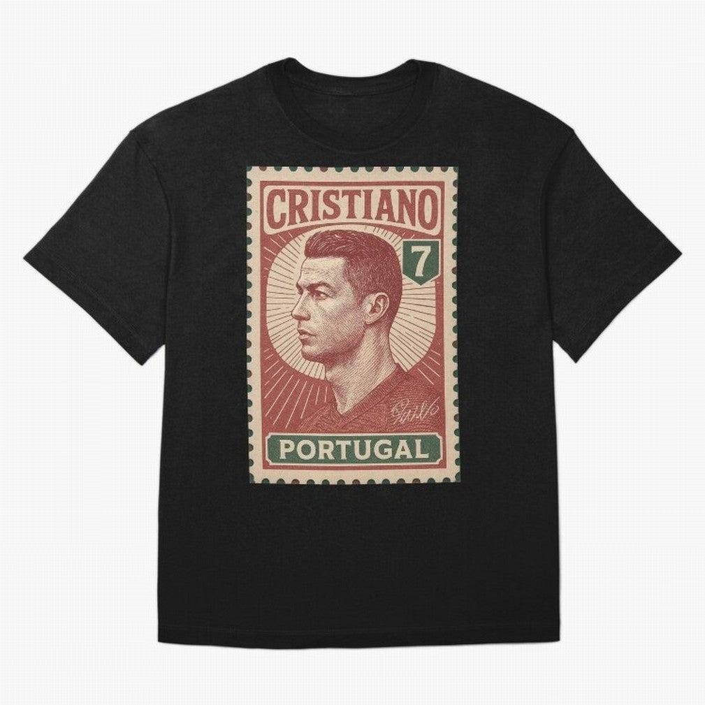 Vintage Portuguese Football Legend No.7 Poster, sticker ¨C Retro Soccer Icon Art for Fans of Manchester, Madrid & Juventus Oversized T-Shirt Relive the Noise and Pride of Global Football Passion for FIFA World Cup 2026 Group Stage, Centered on