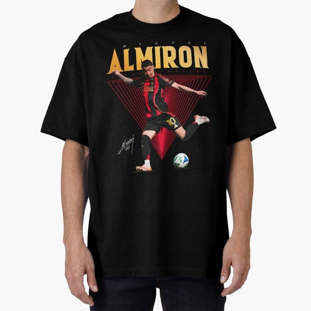 Miguel Almiron Atlanta United FC Oversized T-Shirt Honor the Beautiful Game during FIFA World Cup 2026 USA Canada Mexico for Fans of Neymar and England, France and Netherlands, Bringing Vintage Soccer Flavor, Modern Football Stars, National Flags