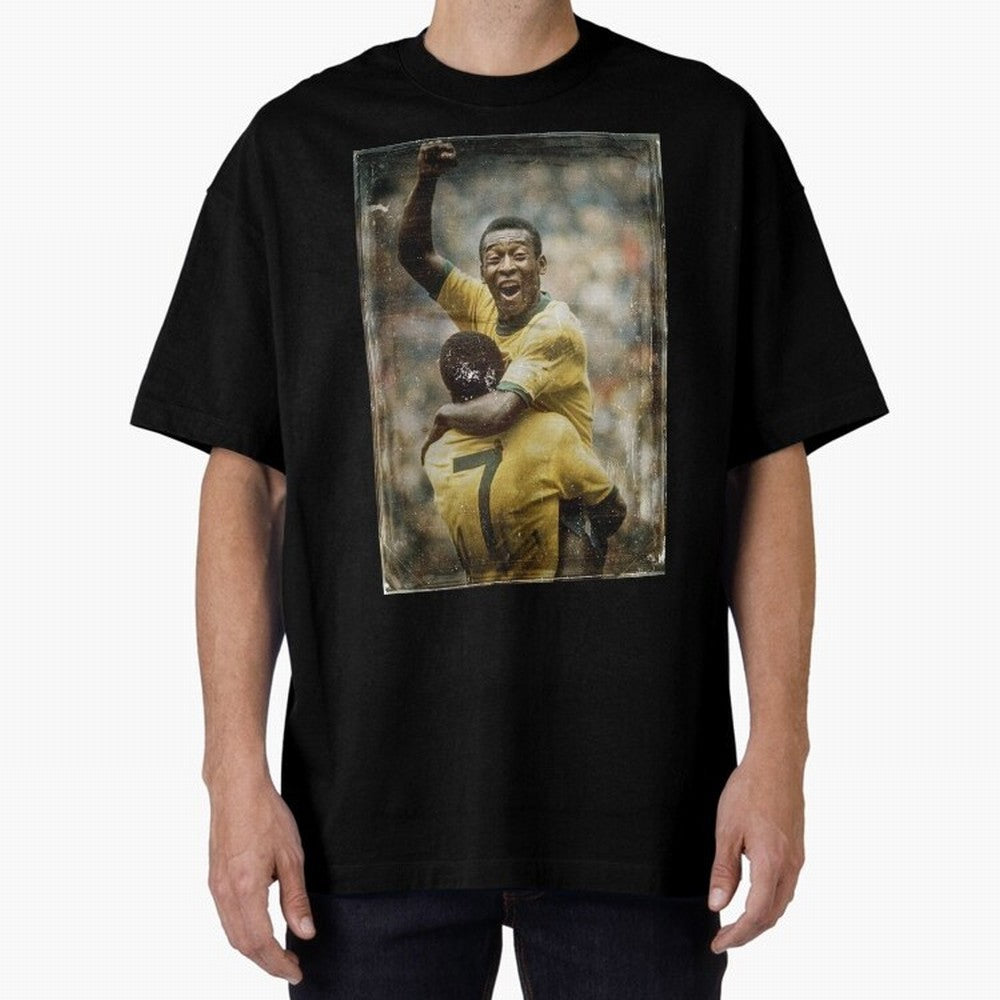 Pele Celebration Vintage Oversized T-Shirt Celebrate Supporters United by FIFA World Cup 2026 USA Canada Mexico with Neymar, Argentina and Brazil Energy, Championship Spirit, Famous Goals, Roaring Crowds and International Football Unity; Ideal for