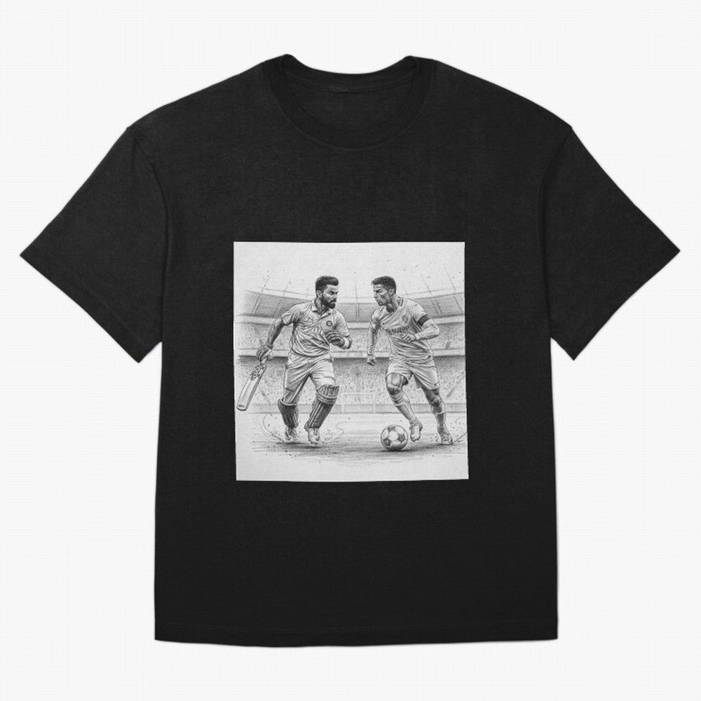 Virat and Ronaldo Oversized T-Shirt Support Your Favorite Stars during FIFA World Cup 2026 Group Stage for Fans of Messi and Portugal, Bringing Football History, Final Match Energy, Crowd Noise and Once in a Lifetime Moments; Ideal for Fans Who