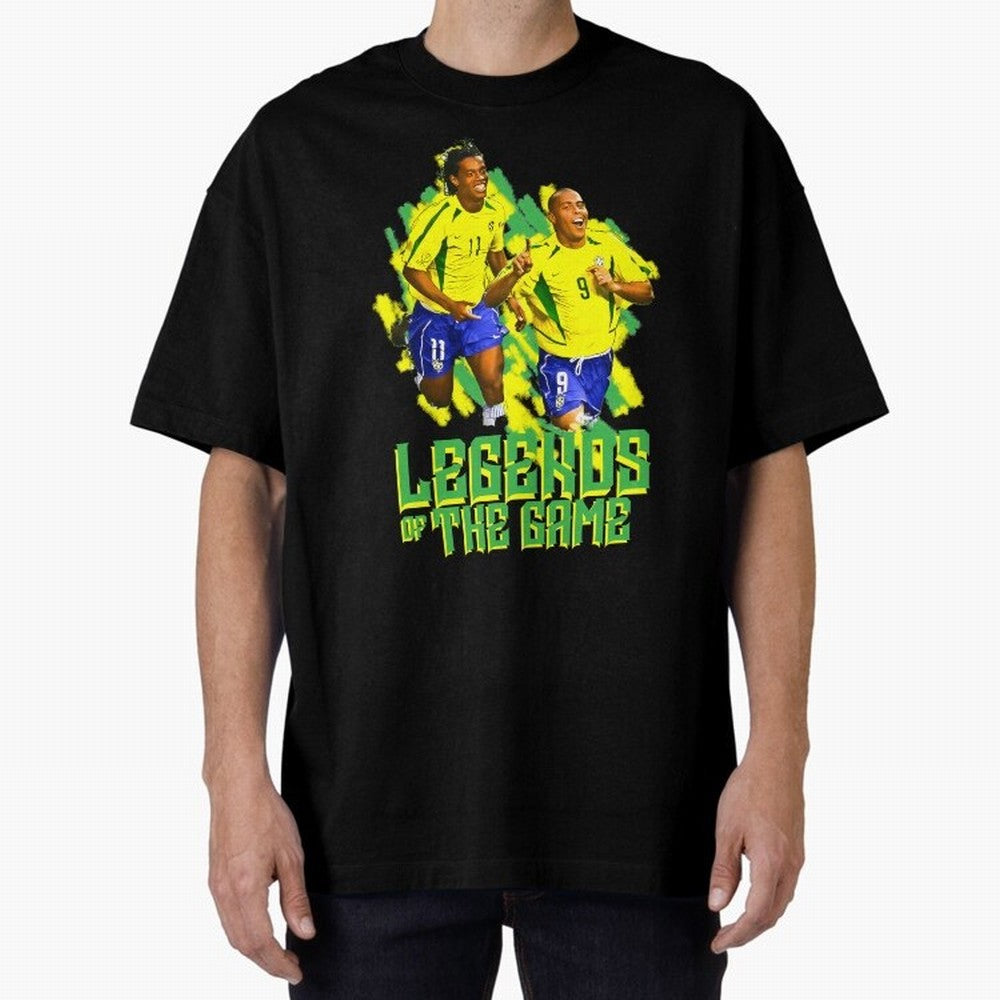 Ronaldinho and ronaldo brazil football print Oversized T-Shirt Feel International Energy from the FIFA World Cup 2026 Journey through Mbappe and Neymar Highlights, Netherlands Pride, Football Festival Excitement, Trophy Ambitions, Country Rivalries