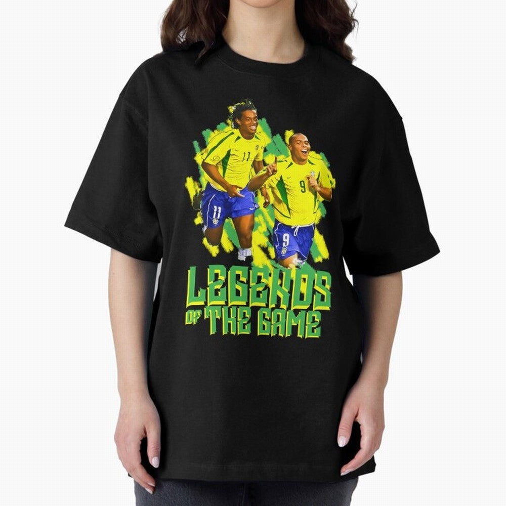 Ronaldinho and ronaldo brazil football print Oversized T-Shirt Feel International Energy from the FIFA World Cup 2026 Journey through Mbappe and Neymar Highlights, Netherlands Pride, Football Festival Excitement, Trophy Ambitions, Country Rivalries