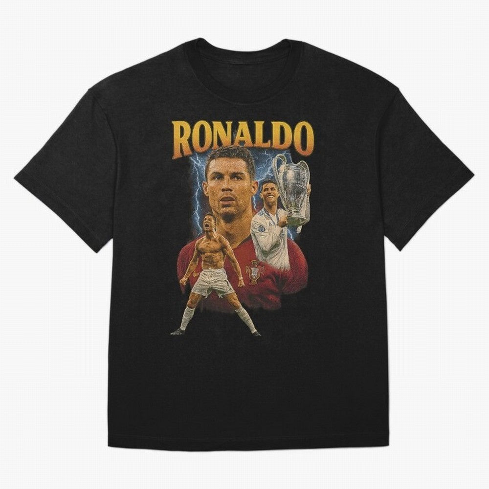 Ronaldo Champion Victory Design For Football Fans Gift For Soccer Supporters Oversized T-Shirt Celebrate the Road through FIFA World Cup 2026 Group Stage Spirit, Centered on England and Germany, CR7 and Messi, Vintage Soccer Flavor, Modern Football