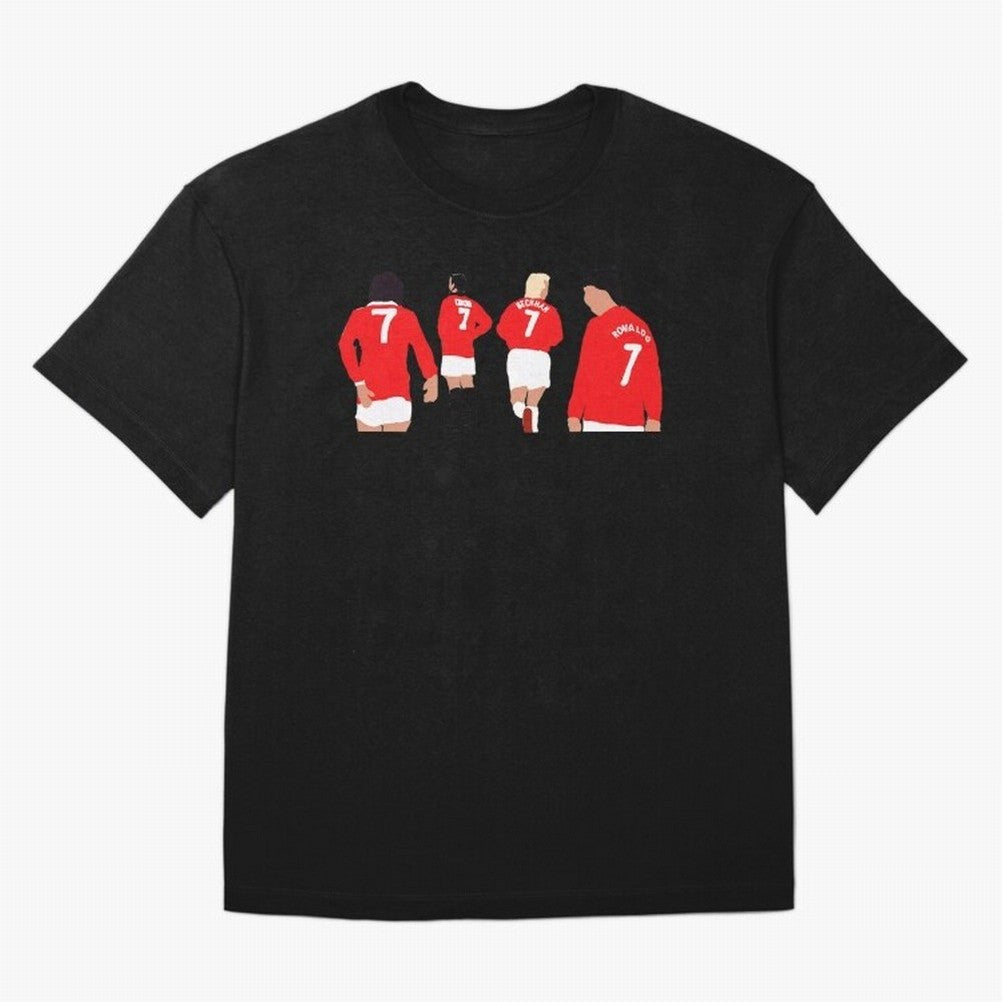 Manchester United Legends Number 7 Best Cantona Beckham Ronaldo Poster Oversized T-Shirt Step into FIFA World Cup 2026 Capturing Messi, CR7 and Mbappe, England and Germany Energy, Soccer Culture, Superstar Moments, National Team Dreams and