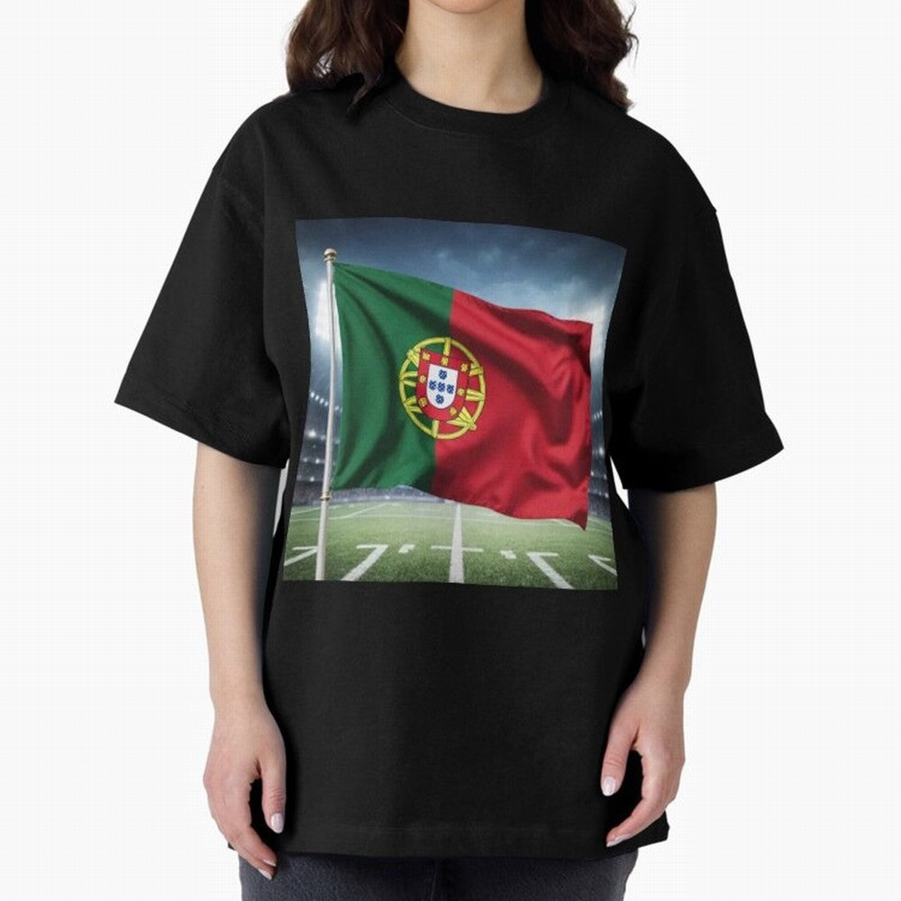 Portugal Flag 3D Football Design ¨C Supporters Portugal Oversized T-Shirt Capture Stadium Memories from Match Day Hype around FIFA World Cup 2026, Cristiano Ronaldo, Spain, Football Passion, Legendary Performances, Festival Vibes and Supporter