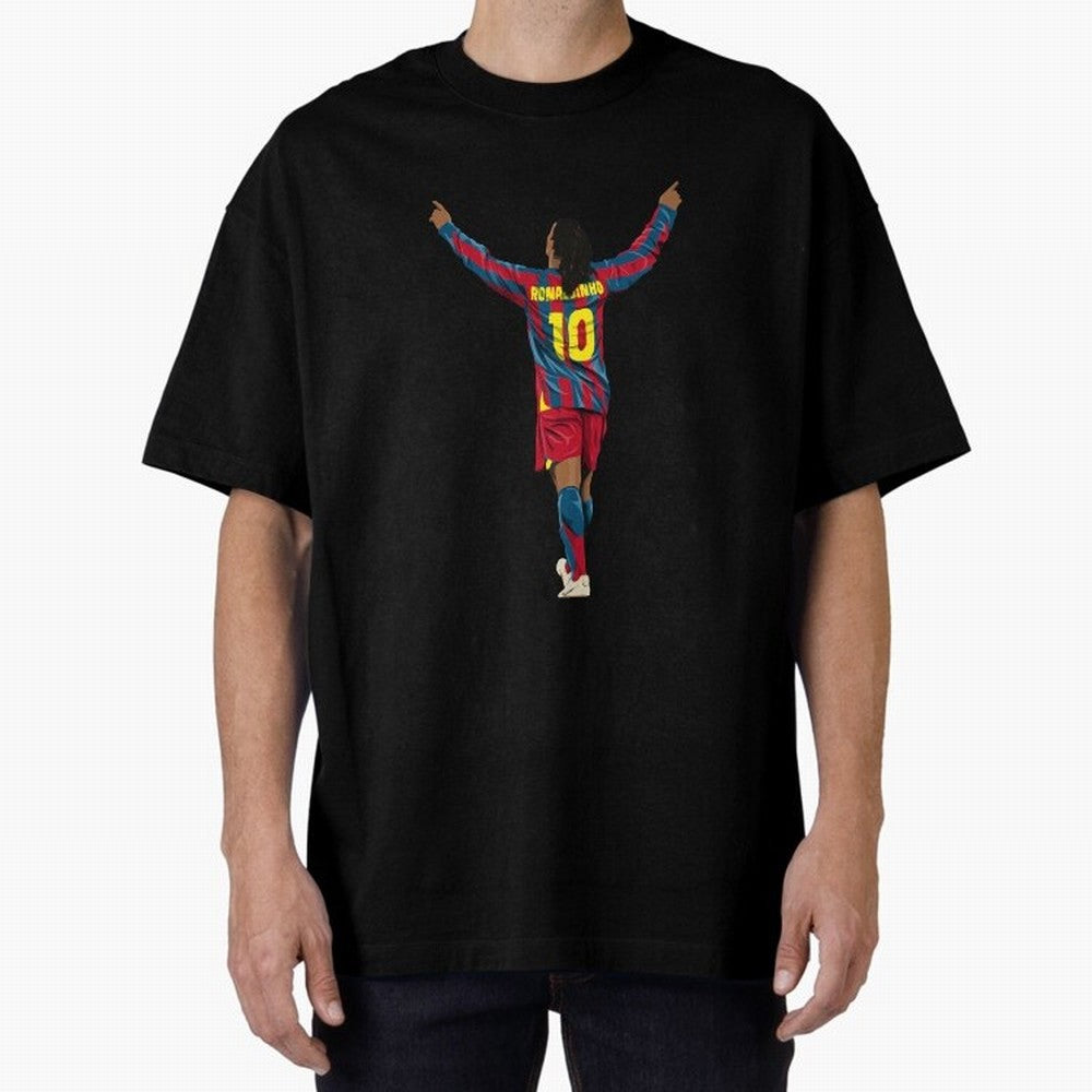 Ronaldinho Oversized T-Shirt Celebrate Football Dreams Across Global Football Passion for FIFA World Cup 2026 Group Stage, Driven by Messi, Neymar and Mbappe, Brazil, Portugal and Argentina, Goal Celebration Energy, Supporter Heritage, Football