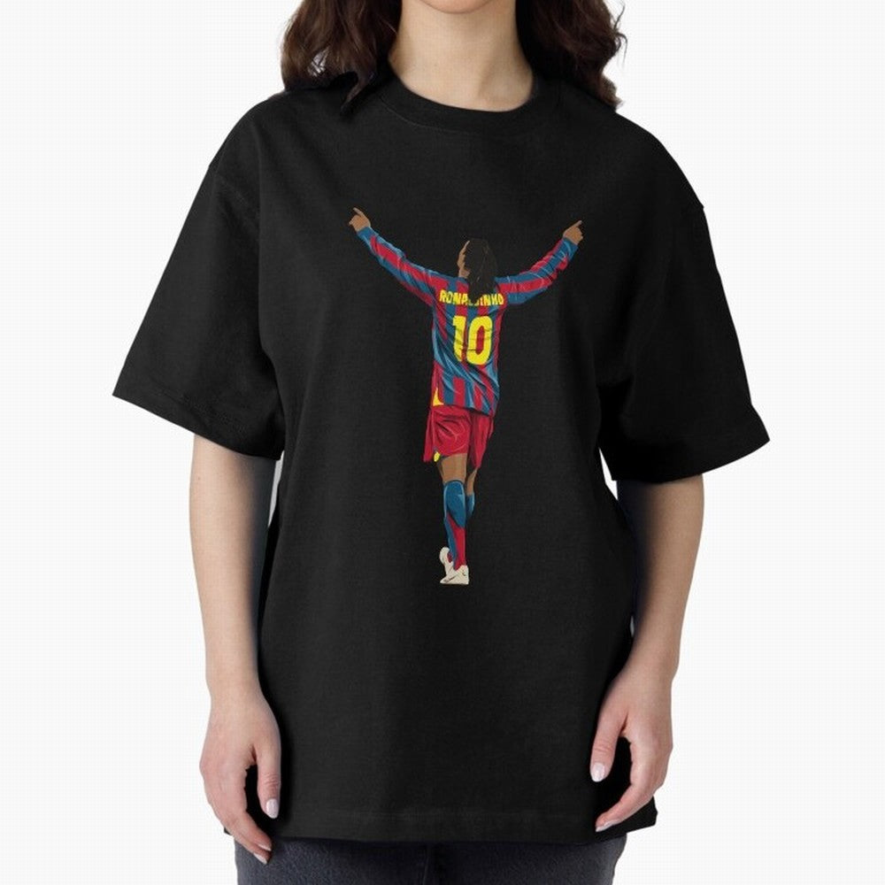 Ronaldinho Oversized T-Shirt Celebrate Football Dreams Across Global Football Passion for FIFA World Cup 2026 Group Stage, Driven by Messi, Neymar and Mbappe, Brazil, Portugal and Argentina, Goal Celebration Energy, Supporter Heritage, Football