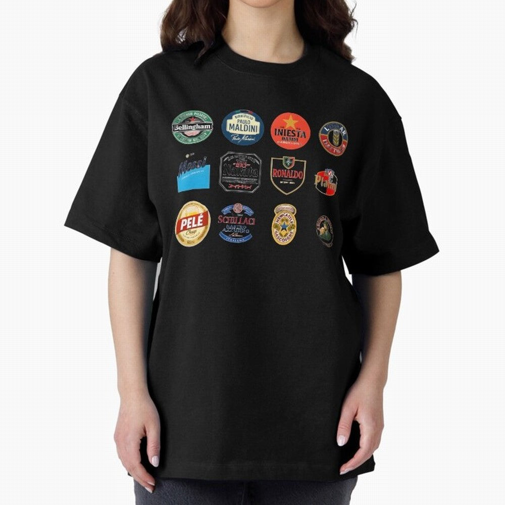 Legendary Lager Lineup ¨C Football Icons as Beer Labels (Sticker Set / Poster) Oversized T-Shirt Fuel the Hype around Match Day Hype around FIFA World Cup 2026, Mbappe, England and Germany, Classic Soccer Heritage, Championship Pressure, Fan