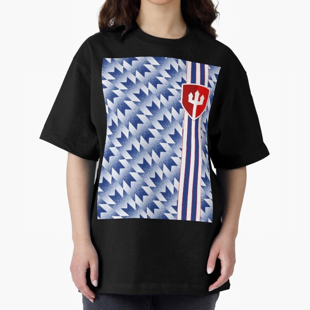 Manchester United 94 Away Jersey Pattern Oversized T-Shirt Celebrate the Next Chapter of FIFA World Cup 2026 USA Canada Mexico Inspired by Messi, Neymar and Mbappe, Argentina, France and Brazil Energy, Sports Nostalgia, International Competition,