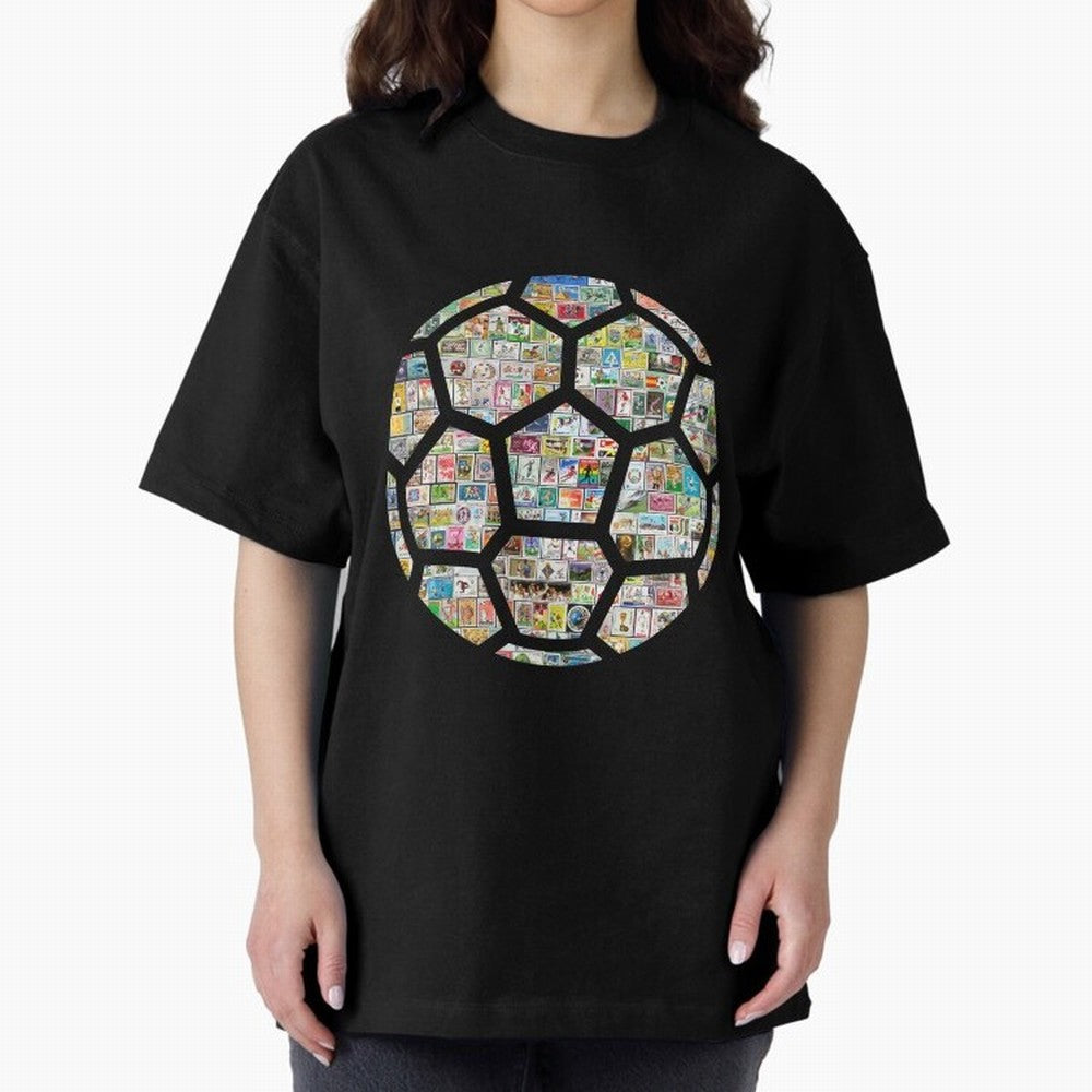 Philately Soccer Ball Oversized T-Shirt Join the Countdown to Match Day Hype around FIFA World Cup 2026 Group Stage, Messi, Neymar and Mbappe, Argentina, France and Brazil, Tournament Hype, Historic Matchups, Family Viewing Parties and Global