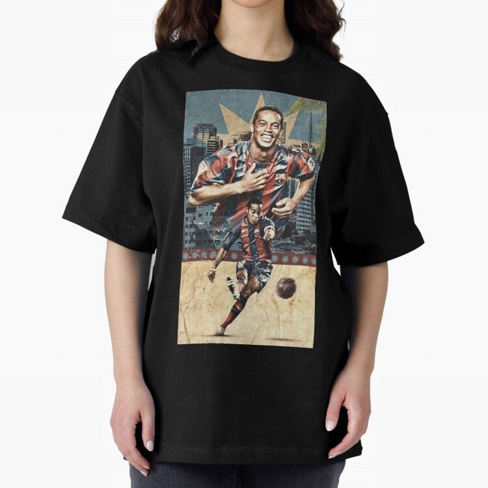 Ronaldinho Design Oversized T-Shirt Stand with FIFA World Cup 2026 Group Stage for Fans of Messi and Cristiano Ronaldo and France, Bringing Champion Mindset, Group Stage Buzz, Knockout Tension and Passionate Fan Culture; Perfect for People Who Love