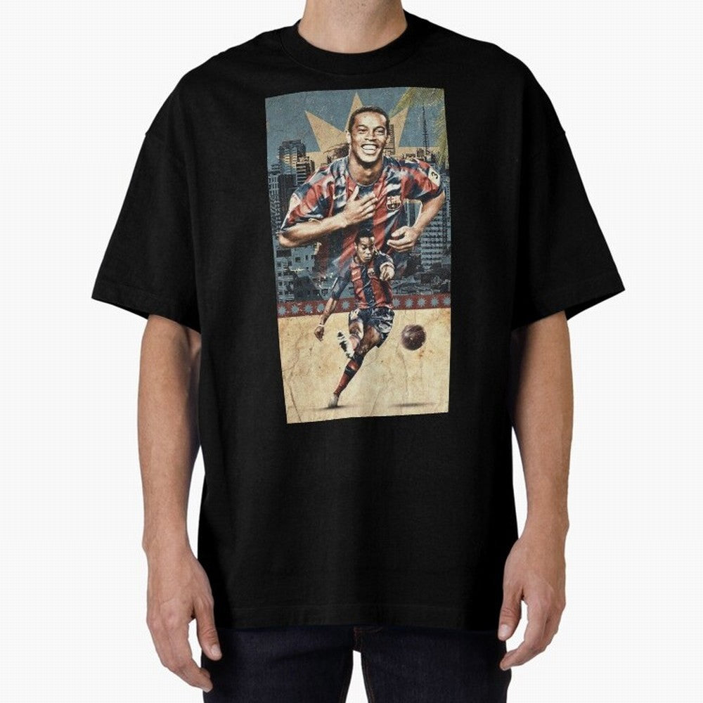 Ronaldinho Design Oversized T-Shirt Stand with FIFA World Cup 2026 Group Stage for Fans of Messi and Cristiano Ronaldo and France, Bringing Champion Mindset, Group Stage Buzz, Knockout Tension and Passionate Fan Culture; Perfect for People Who Love