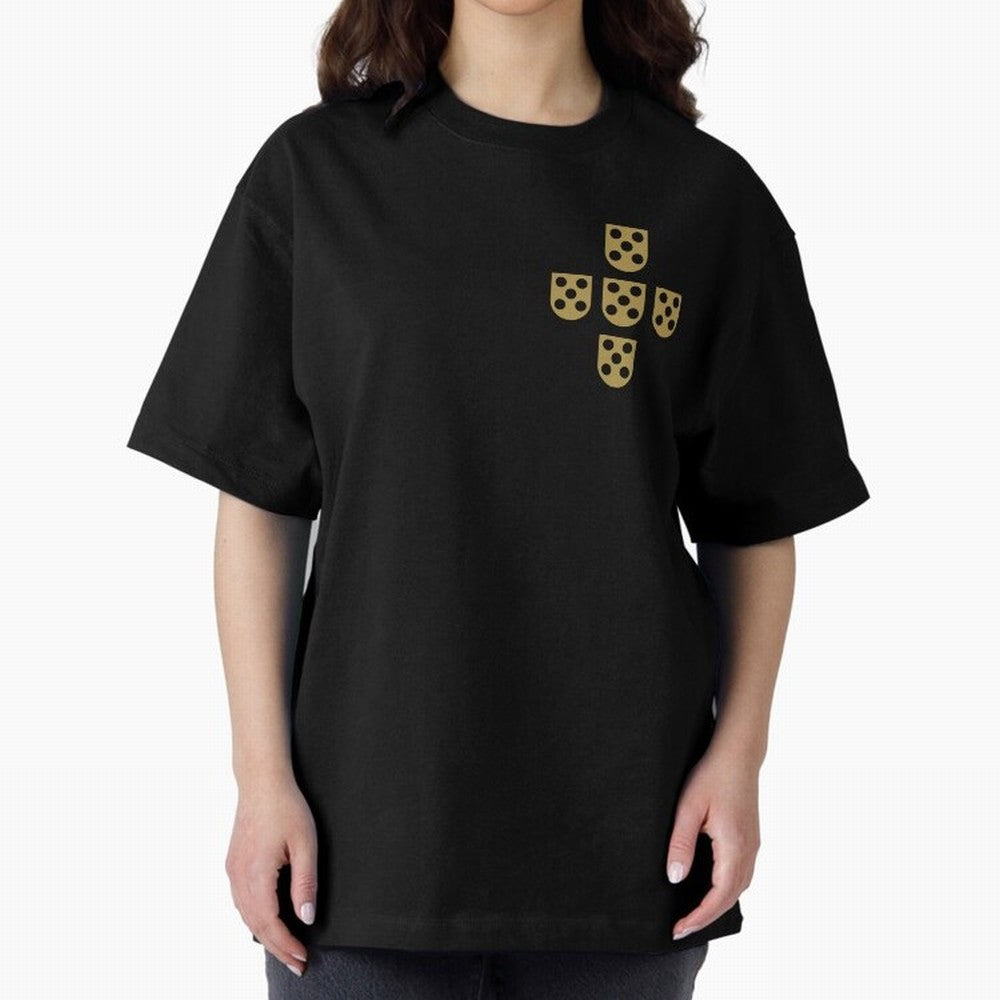 Quinas Portugal Gold B Oversized T-Shirt Keep Football History Alive during FIFA World Cup 2026 Group Stage Driven by Mbappe, France Energy, Global Supporter Spirit, Legendary Goals, National Colors and Tournament Celebration; Perfect for Fans,