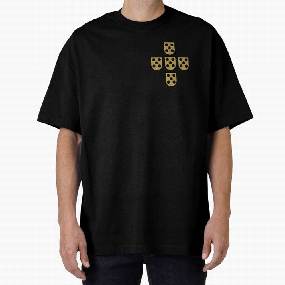 Quinas Portugal Gold B Oversized T-Shirt Keep Football History Alive during FIFA World Cup 2026 Group Stage Driven by Mbappe, France Energy, Global Supporter Spirit, Legendary Goals, National Colors and Tournament Celebration; Perfect for Fans,