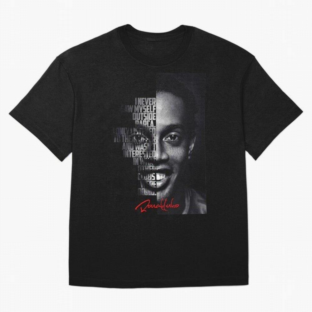 Black and white Ronaldinho quote. Oversized T-Shirt Cheer through Every Moment of the FIFA World Cup 2026 Journey through Cristiano Ronaldo Highlights, England, France and Netherlands Pride, Worldwide Fan Energy, Dramatic Goals, Stadium Lights and