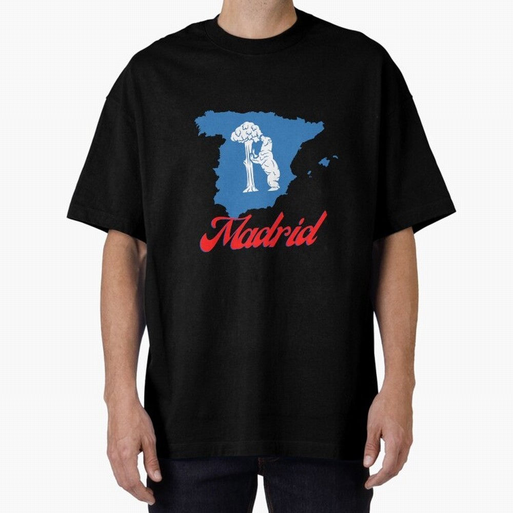 Madrid Bear Strawberry Tree Oversized T-Shirt Carry National Pride through FIFA World Cup 2026 Spirit, Inspired by England, Messi, Sports Nostalgia, International Competition, Famous Players and Unforgettable Victories; Perfect for Fans,