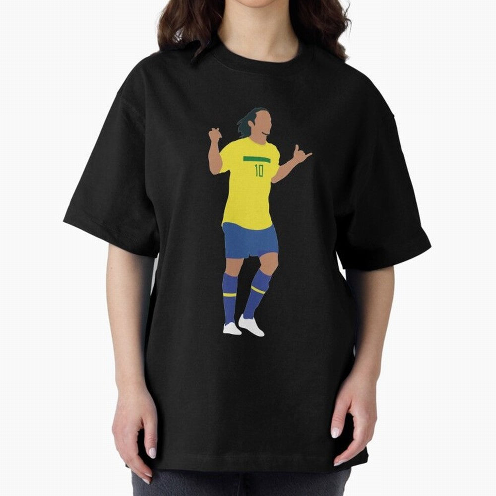 Ronaldinho. Brazil Football. Oversized T-Shirt Experience the FIFA World Cup 2026 USA Canada Mexico Journey through Mbappe and Neymar Highlights, Germany Pride, Supporter Pride, Iconic Celebrations, Legendary Names and Global Match Day Energy; Made