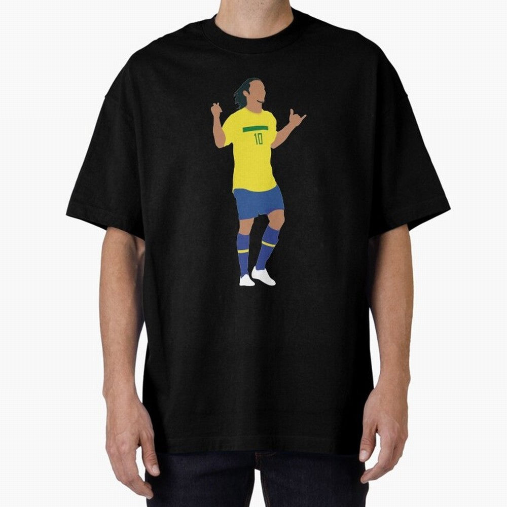 Ronaldinho. Brazil Football. Oversized T-Shirt Experience the FIFA World Cup 2026 USA Canada Mexico Journey through Mbappe and Neymar Highlights, Germany Pride, Supporter Pride, Iconic Celebrations, Legendary Names and Global Match Day Energy; Made