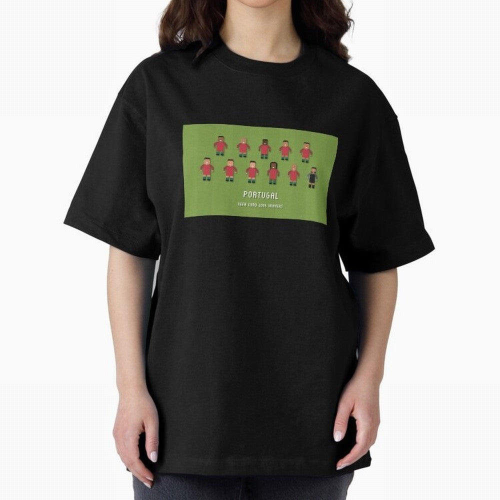 Portugal Euro 2016 Winning Squad Oversized T-Shirt Make Every Kick Count in Global Football Passion for FIFA World Cup 2026, Centered on Cristiano Ronaldo, Portugal, Spain and Germany, Football Festival Excitement, Trophy Ambitions, Country