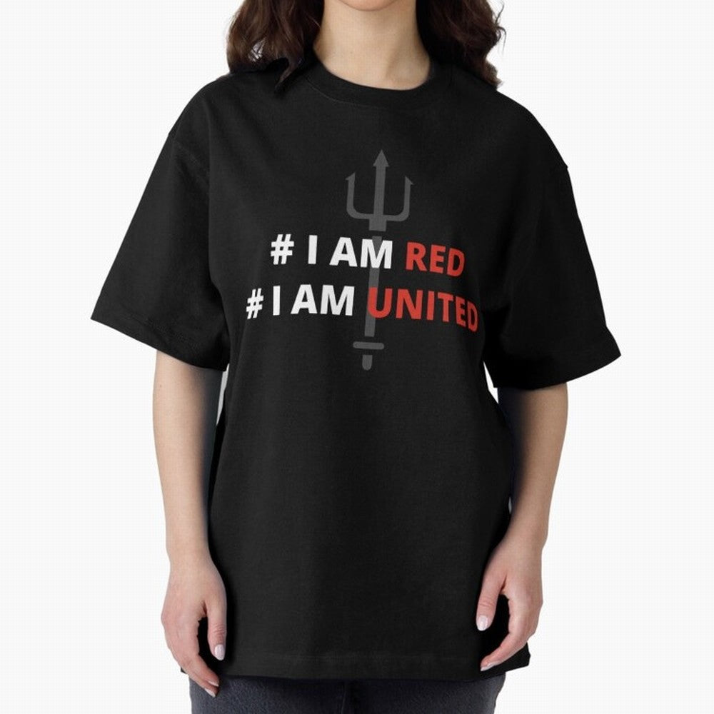I am red, I am United Oversized T-Shirt Capture Global Football Passion for FIFA World Cup 2026 Group Stage, Inspired by Neymar, Haaland and Cristiano Ronaldo, England, France and Netherlands, Global Supporter Spirit, Legendary Goals, National