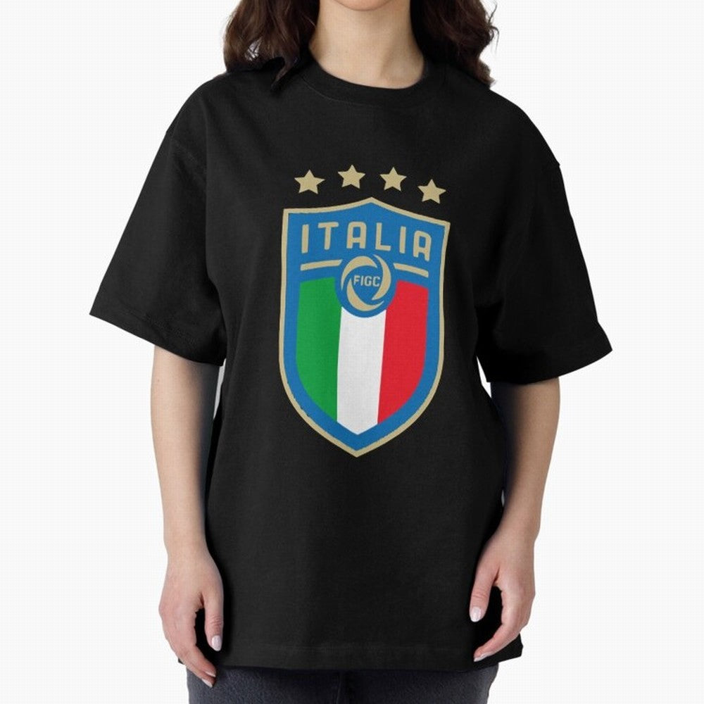 Italy Emblem Oversized T-Shirt Fuel FIFA World Cup 2026 USA Canada Mexico for Fans of Cristiano Ronaldo, Haaland and CR7 and Argentina, Bringing Football Festival Excitement, Trophy Ambitions, Country Rivalries and Star Player Buzz; Perfect for