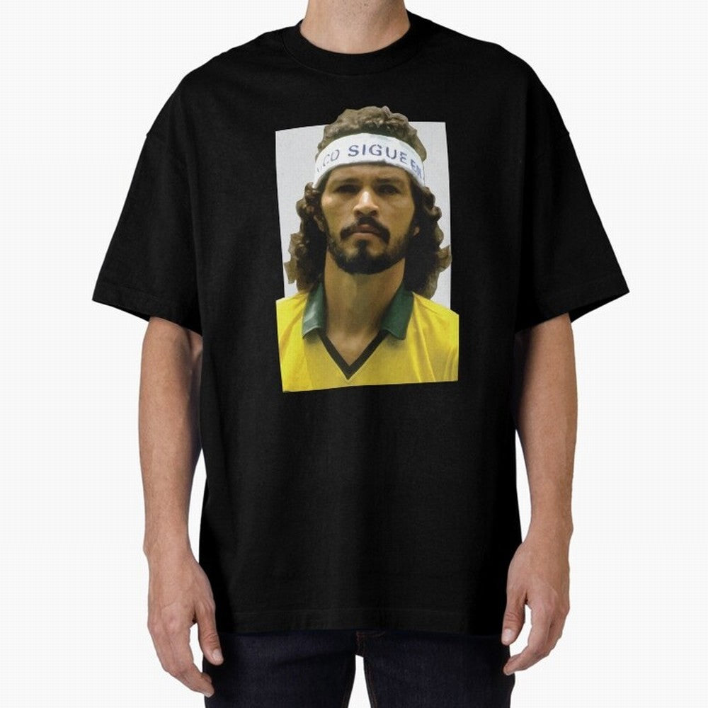 Scrates Football legend Oversized T-Shirt Celebrate Soccer Greatness during FIFA World Cup 2026 USA Canada Mexico for Fans of Mbappe and England, France and Netherlands, Bringing Goal Celebration Energy, Supporter Heritage, Football Icons and