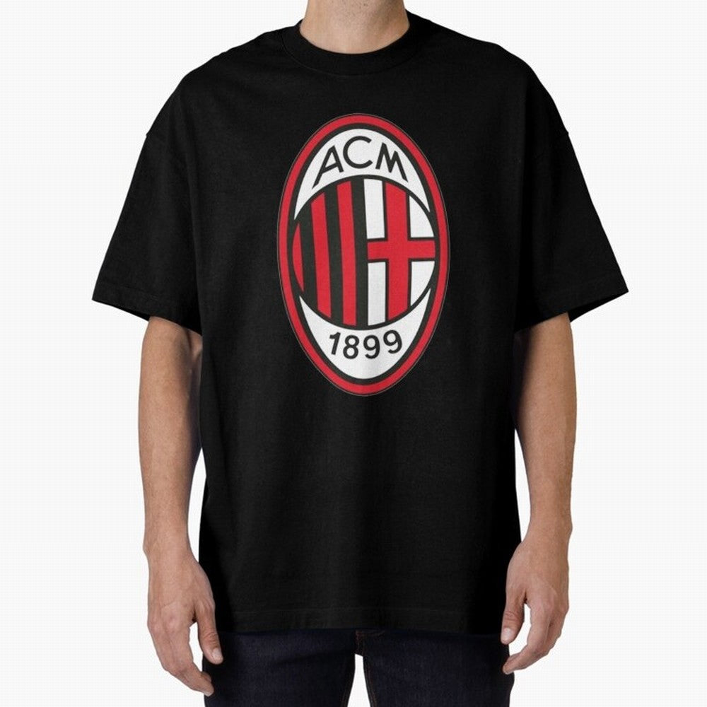 milan black n red Oversized T-Shirt Celebrate Fan Culture around the FIFA World Cup 2026 Journey through Cristiano Ronaldo Highlights, France and Portugal Pride, Championship Spirit, Famous Goals, Roaring Crowds and International Football Unity;