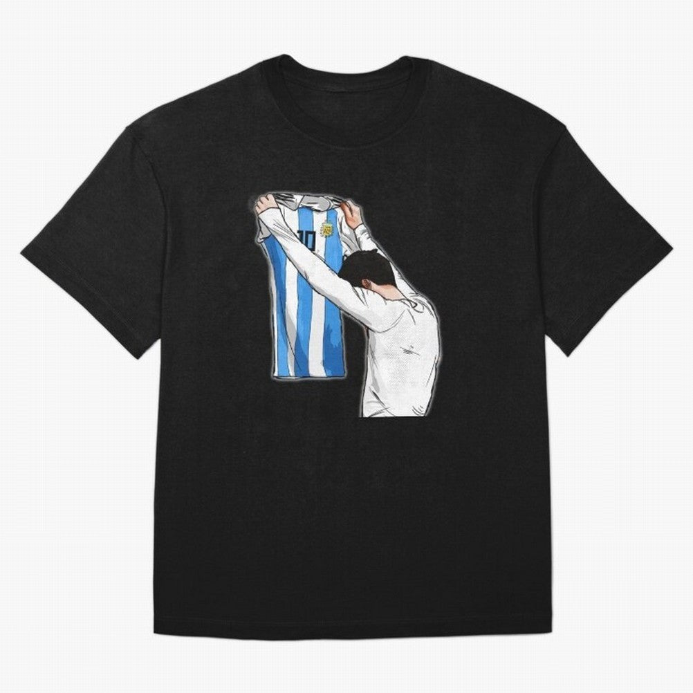 Art Messi Illustration Classic T-Shirt Experience Match Day Hype around FIFA World Cup 2026 USA Canada Mexico, CR7 and Messi, Brazil, Portugal and Argentina, Retro Football Energy, Iconic Rivalries, Trophy Chase Drama and Stadium Atmosphere;