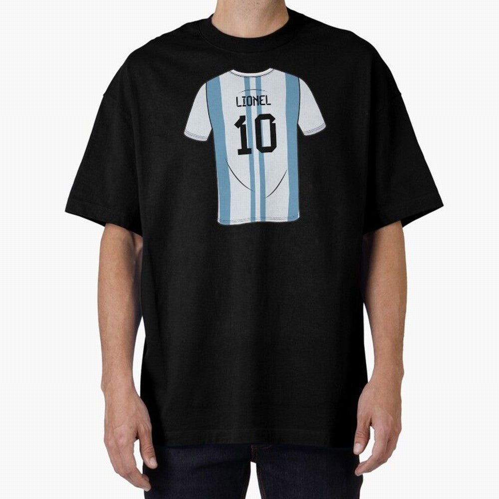 LeoMessi Jersey Illustration 2022 Oversized T-Shirt Celebrate Global Football Passion for FIFA World Cup 2026 USA Canada Mexico, Filled with Messi and Cristiano Ronaldo, England, Championship Spirit, Famous Goals, Roaring Crowds and International