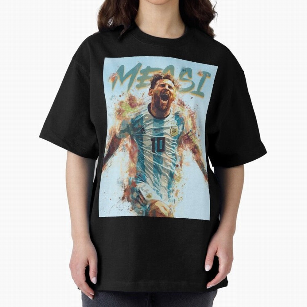 The Messiah Oversized T-Shirt Celebrate Golden Goal Energy in Global Football Passion for FIFA World Cup 2026 Group Stage, Made for Neymar, England, France and Netherlands, Football Festival Excitement, Trophy Ambitions, Country Rivalries and Star