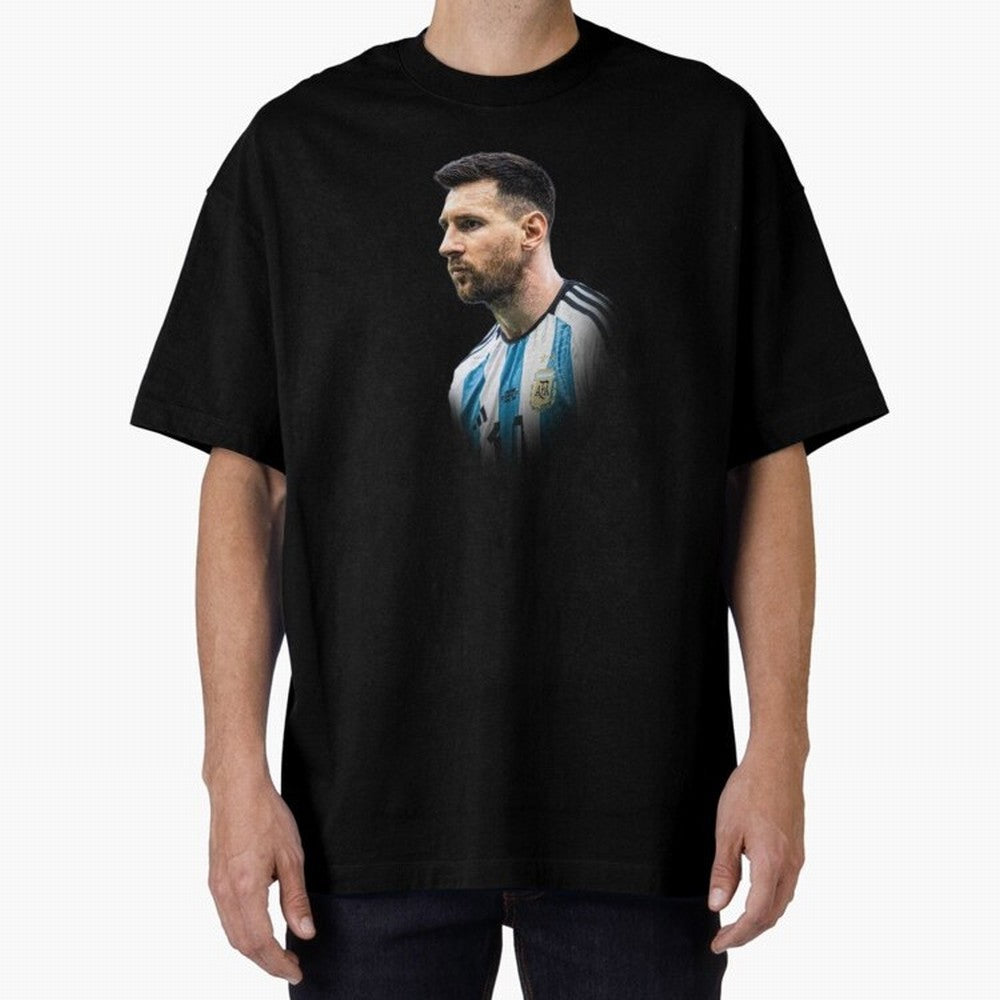 Lionel Messi Oversized T-Shirt Join Match Day Hype around FIFA World Cup 2026, Cristiano Ronaldo, Haaland and CR7, England, Retro Football Energy, Iconic Rivalries, Trophy Chase Drama and Stadium Atmosphere; Great for Watch Parties, Sports Bars,