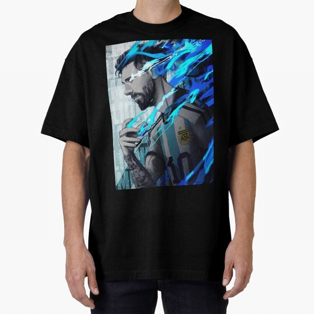 LIONEL MESSI NEW GOAL CELEBRATION ILLUSTRATION 2023 2024 Oversized T-Shirt Make the Season About the FIFA World Cup 2026 USA Canada Mexico Journey through Neymar Highlights, Spain Pride, Stadium Memories, Football Loyalty, International Chants and