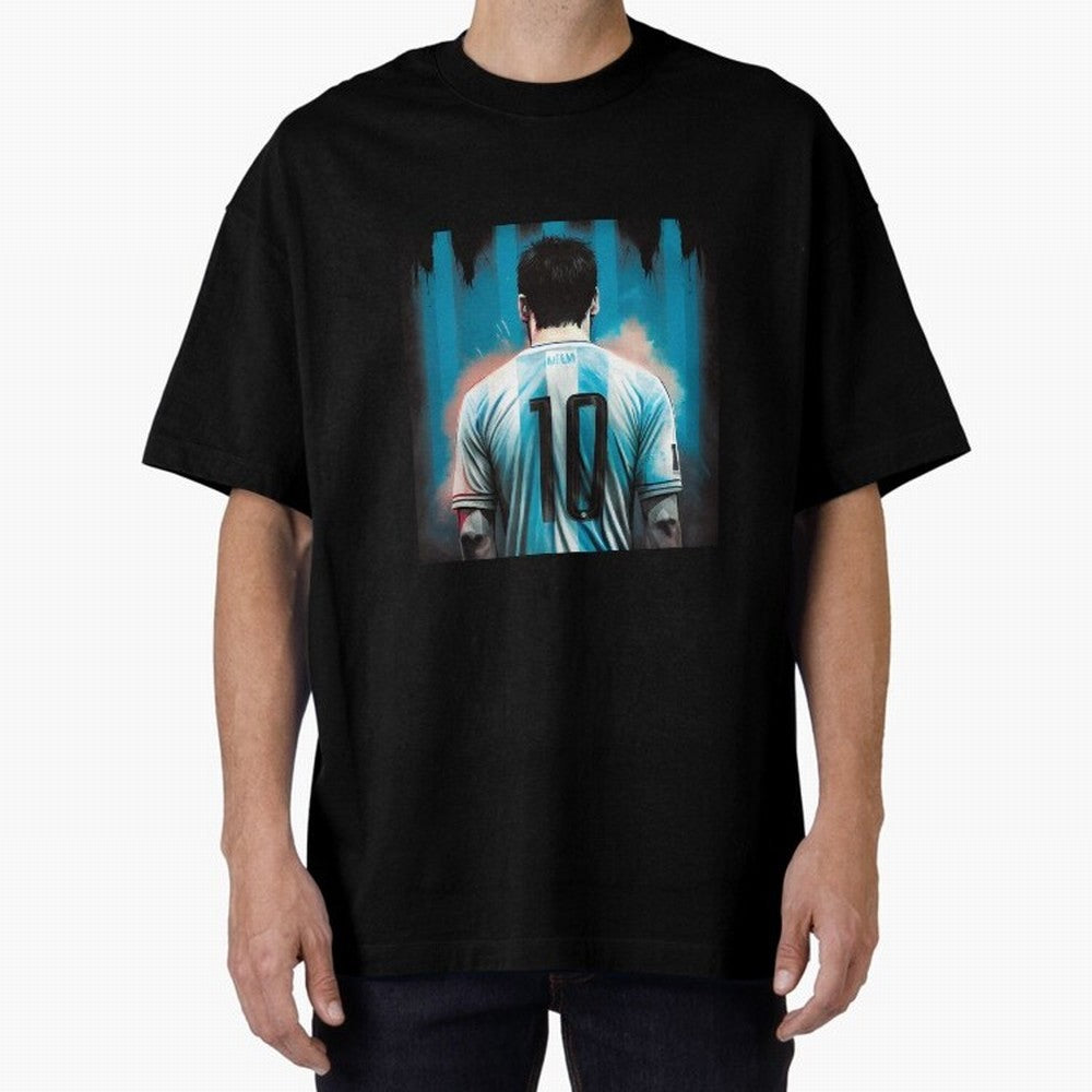 Lionel Messi Oversized T-Shirt Bring a Champion Mindset to the FIFA World Cup 2026 Journey through Messi and Cristiano Ronaldo Highlights, Argentina Pride, Vintage Soccer Flavor, Modern Football Stars, National Flags and Final Night Emotion; Ideal