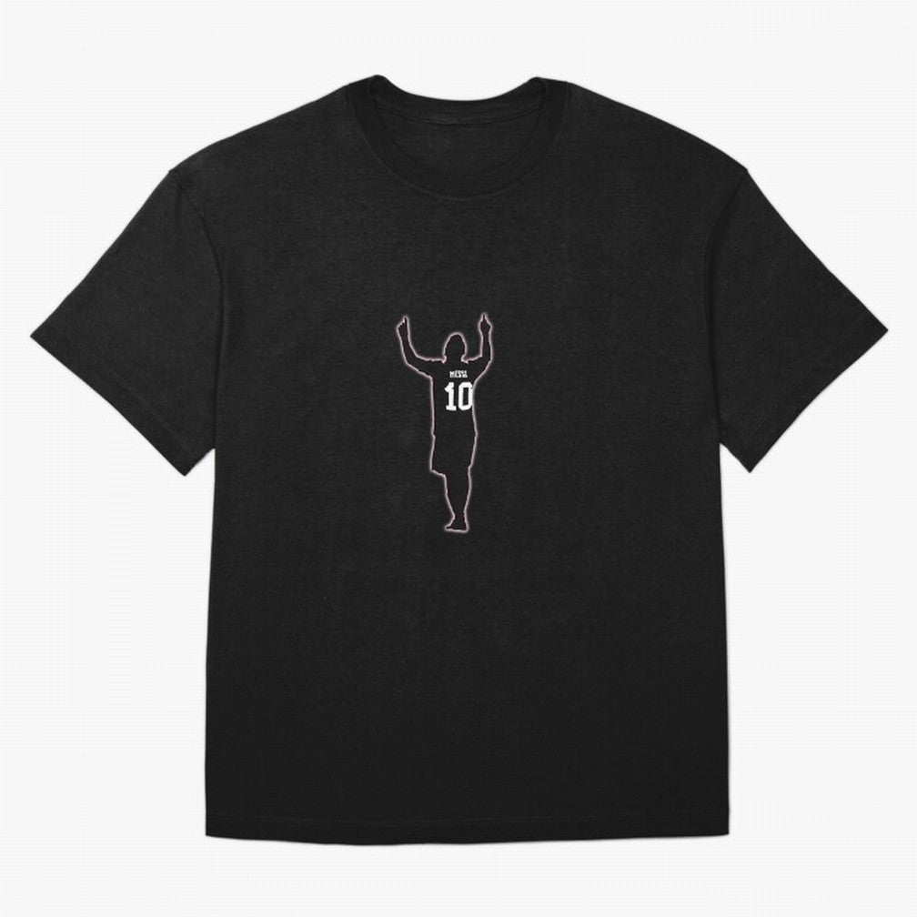Lionel Messi Iconic Celebration Pose - Inter Miami Colors Classic T-Shirt Turn Up for Global Football Passion for FIFA World Cup 2026 USA Canada Mexico, Featuring Messi, Neymar and Mbappe, Spain and Netherlands, Goal Celebration Energy, Supporter