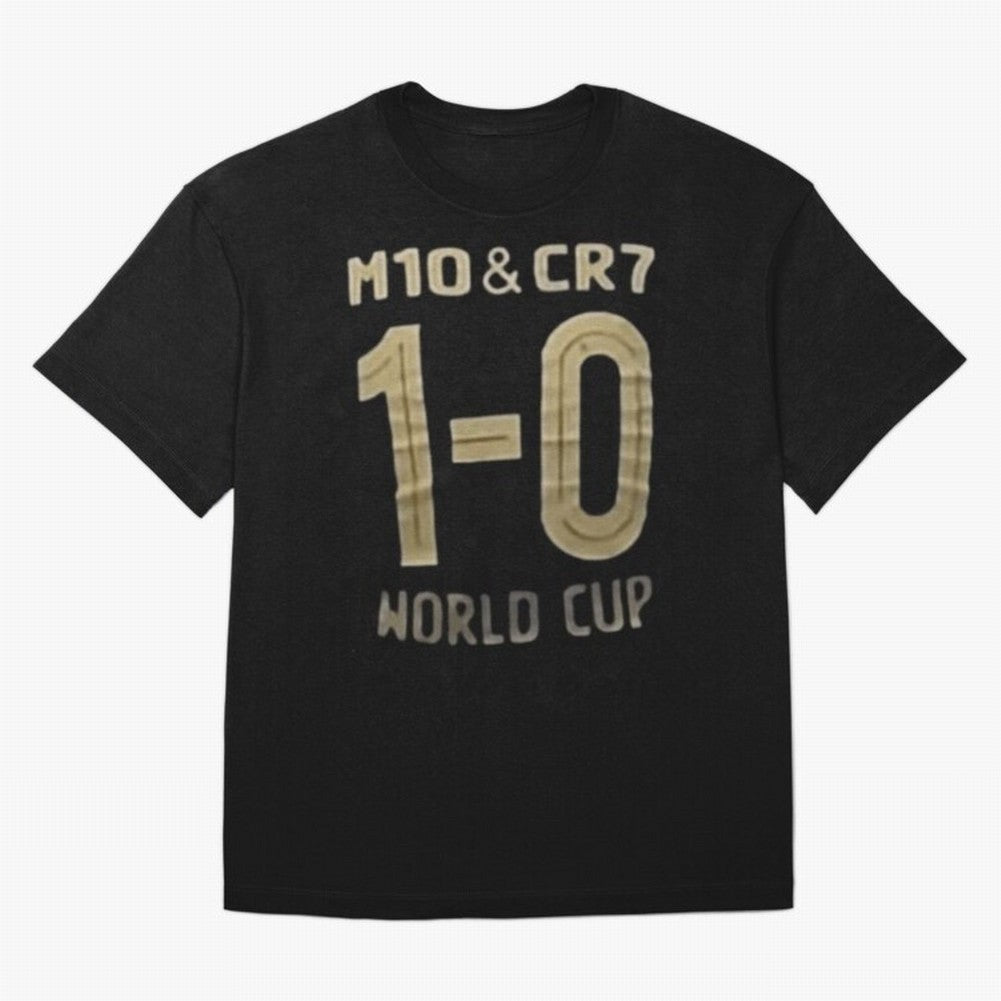 M10 And Cr7 1-0 World Cup Football Classic T-Shirt Honor the Football Icons of FIFA World Cup 2026 Spirit, Built around Argentina, Haaland and Mbappe, Match Day Excitement, Supporter Culture, Golden Goals and Global Football Passion; Created for