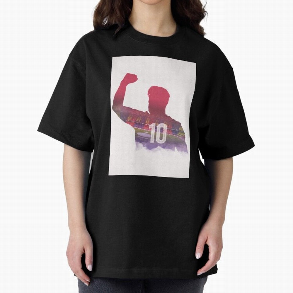 Lionel Messi Artwork Oversized T-Shirt Remember Iconic Moments from FIFA World Cup 2026 USA Canada Mexico Spirit, Inspired by Brazil, Messi and Cristiano Ronaldo, Tournament Hype, Historic Matchups, Family Viewing Parties and Global Sports Pride;